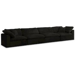 Cozy Black Velvet Comfort Modular Sofa