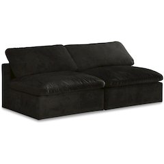 Cozy Black Velvet Comfort Modular Armless Sofa