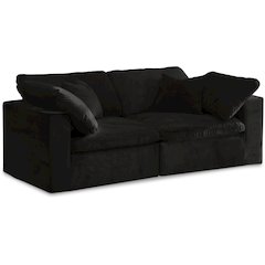 Cozy Black Velvet Comfort Modular Sofa