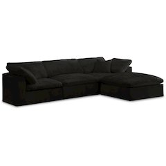 Cozy Black Velvet Comfort Modular Sectional