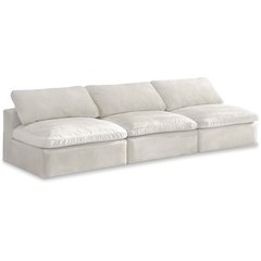 Cozy Cream Velvet Comfort Modular Armless Sofa