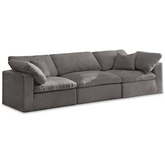 Cozy Grey Velvet Comfort Modular Sofa