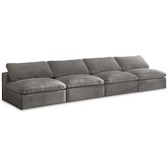 Cozy Grey Velvet Comfort Modular Armless Sofa