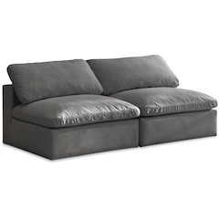 Cozy Grey Velvet Comfort Modular Armless Sofa