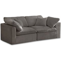 Cozy Grey Velvet Comfort Modular Sofa