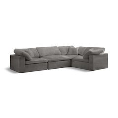 Cozy Grey Velvet Modular Sectional