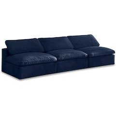 Cozy Navy Velvet Comfort Modular Armless Sofa