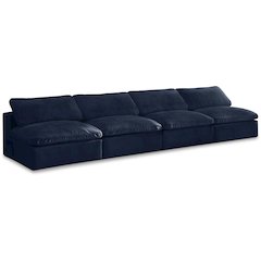 Cozy Navy Velvet Comfort Modular Armless Sofa
