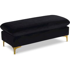 Naomi Black Velvet Ottoman