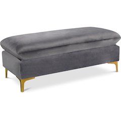 Naomi Grey Velvet Ottoman