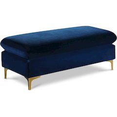 Naomi Navy Velvet Ottoman