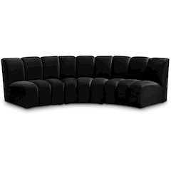 Infinity Black Velvet 3pc. Modular Sectional