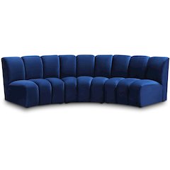 Infinity Navy Velvet 3pc. Modular Sectional