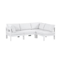 White Fabric Outdoor Patio Modular Sectional With Contemporary Design