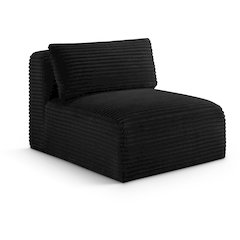 Shaggy Black Corduroy Performance Fabric Armless Chair