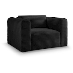 Shaggy Black Corduroy Performance Fabric Arm Chair