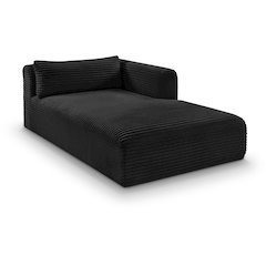 Shaggy Black Corduroy Performance Fabric Chaise