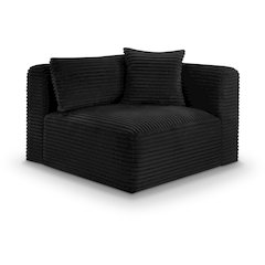Shaggy Black Corduroy Performance Fabric Corner Chair