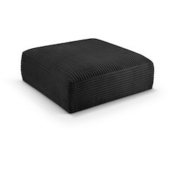Shaggy Black Corduroy Performance Fabric Ottoman