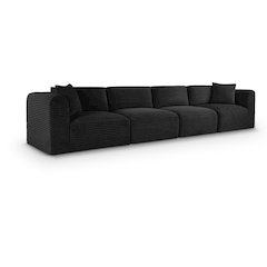 Shaggy Black Corduroy Performance Fabric Modular Sofa