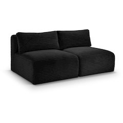 Shaggy Black Corduroy Performance Fabric Modular Sofa
