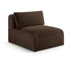 Shaggy Brown Corduroy Performance Fabric Armless Chair