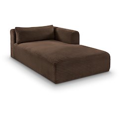 Shaggy Brown Corduroy Performance Fabric Chaise