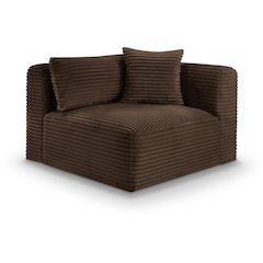 Shaggy Brown Corduroy Performance Fabric Corner Chair