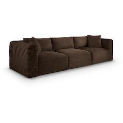 Shaggy Brown Corduroy Performance Fabric Modular Sofa