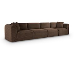Shaggy Brown Corduroy Performance Fabric Modular Sofa