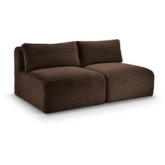 Shaggy Brown Corduroy Performance Fabric Modular Sofa