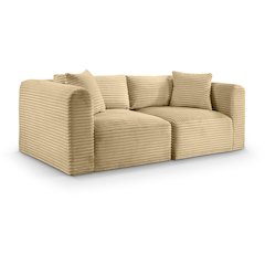 Shaggy Camel Corduroy Performance Fabric Modular Sofa