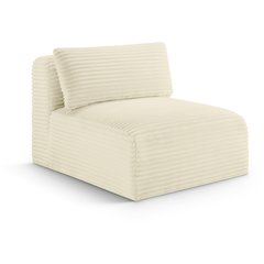 Shaggy Cream Corduroy Performance Fabric Armless Chair