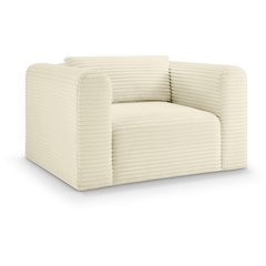 Shaggy Cream Corduroy Performance Fabric Arm Chair