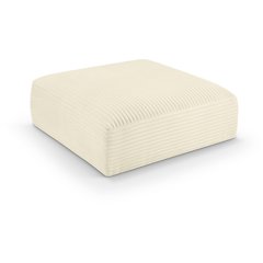 Shaggy Cream Corduroy Performance Fabric Ottoman