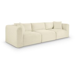 Shaggy Cream Corduroy Performance Fabric Modular Sofa