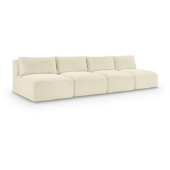 Shaggy Cream Corduroy Performance Fabric Modular Sofa