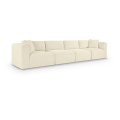 Shaggy Cream Corduroy Performance Fabric Modular Sofa