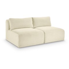 Shaggy Cream Corduroy Performance Fabric Modular Sofa