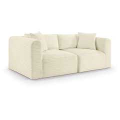 Shaggy Cream Corduroy Performance Fabric Modular Sofa