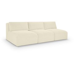 Shaggy Cream Corduroy Performance Fabric Modular Sofa