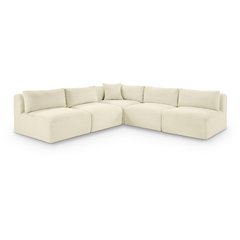 Shaggy Cream Corduroy Performance Fabric Modular Sectional