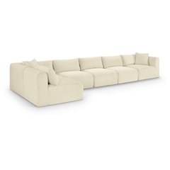 Shaggy Cream Corduroy Performance Fabric Modular Sectional