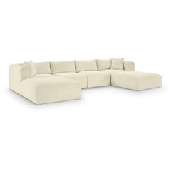 Shaggy Cream Corduroy Performance Fabric Modular Sectional
