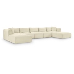 Shaggy Cream Corduroy Performance Fabric Modular Sectional