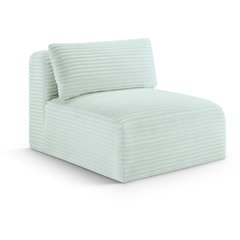 Shaggy Mint Corduroy Performance Fabric Armless Chair