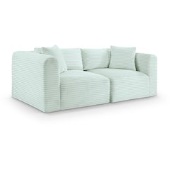 Shaggy Mint Corduroy Performance Fabric Modular Sofa