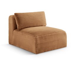 Shaggy Saddle Corduroy Performance Fabric Armless Chair