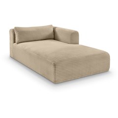 Shaggy Taupe Corduroy Performance Fabric Chaise