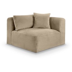 Shaggy Taupe Corduroy Performance Fabric Corner Chair